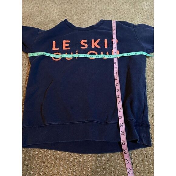 J Crew Sweatshirt Pullover Womens Medium Navy Blue Le Ski Oui Oui French Terry - Picture 4 of 8